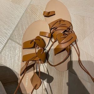 Forever21 Brown Sandal Wrap Around Ankle Flats size 8.5